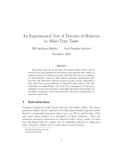 An Experimental Test of Theories of Behavior in Allais-Type Tasks
