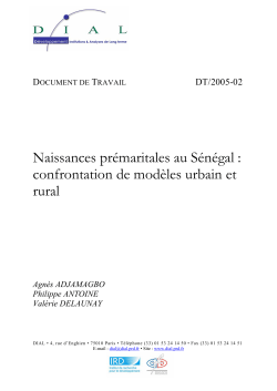Naissances pr&eacute;maritales au S&eacute;n&eacute;gal : confrontation de mod&egrave;les urbain et rural