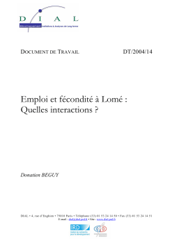 Emploi f&eacute;minin et f&eacute;condit&eacute; &agrave; Lom&eacute; : quelles interactions ?