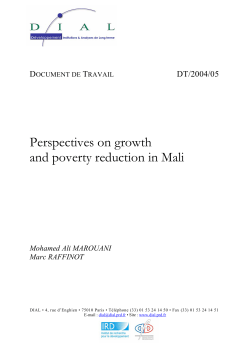 Perspectives on growth and poverty reduction in Mali