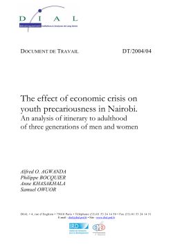The effect of economic crisis on youth precariousness in Nairobi. An analysis of itinerary to adulthood of three generations of men and women