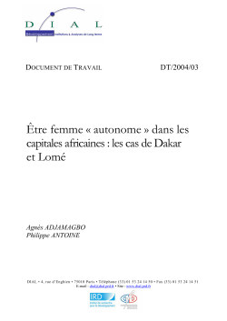 Etre femme &laquo; autonome &raquo; dans les capitales africaines : les cas de Dakar et Lom&eacute;