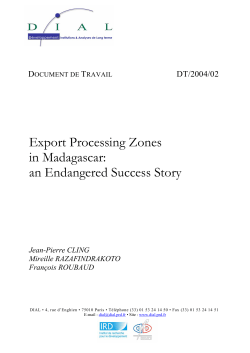 Export Processing Zones in Madagascar: An Endangered Success Story