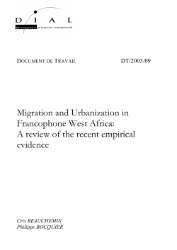Migration and urbanization in francophone west Africa a review of the recent empirical evidence