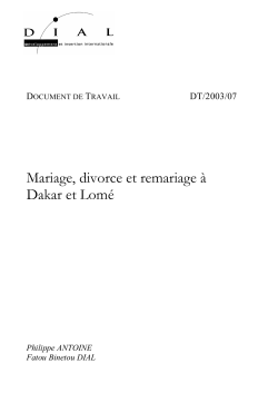 Mariage, divorce et remariage &agrave; Dakar et Lom&eacute;
