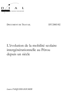 L&rsquo;&eacute;volution de la mobilit&eacute; scolaire interg&eacute;n&eacute;rationnelle au P&eacute;rou depuis un si&egrave;cle