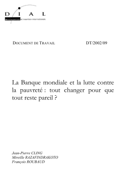 La Banque mondiale et la lutte contre la pauvret&eacute; : tout changer pour que tout reste pareil ?