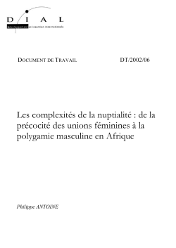Les complexit&eacute;s de la nuptialit&eacute; : de la pr&eacute;cocit&eacute; des unions f&eacute;minines &agrave; la polygamie masculine en Afrique