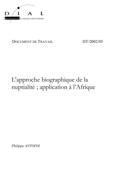 L'approche biographique de la nuptialit&eacute; application &agrave; l'Afrique