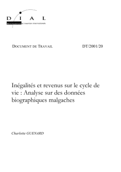 In&eacute;galit&eacute;s et revenus sur le cycle de vie : Analyse sur des donn&eacute;es biographiques malgaches