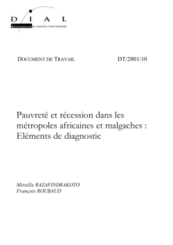 Pauvret&eacute; et r&eacute;cession dans les m&eacute;tropoles africaines et malgaches : El&eacute;ments de diagnostic