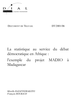 La statistique au service du d&eacute;bat d&eacute;mocratique en Afrique : L'exemple du projet MADIO &agrave; Madagascar