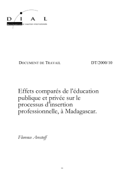 Effets comparés de l'éducation publique et privée sur le processus d'insertion professionnelle à Madagascar