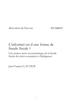 L'informel est-il une forme de fraude fiscale ? Une analyse micro&eacute;conom&eacute;trique de la fraude fiscale des micro-entreprises &agrave; Madagascar