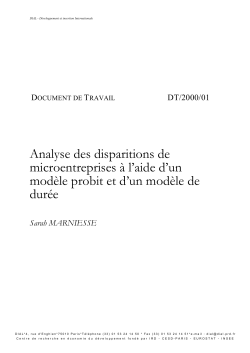 Analyse des dispariations de microentreprises &agrave; l'aide d'un mod&egrave;le probit et d'un mod&egrave;lede de dur&eacute;e