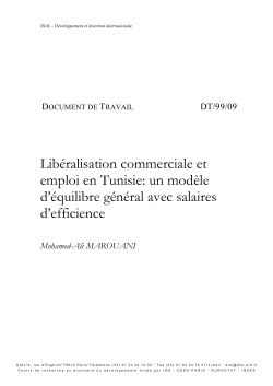 Lib&eacute;ralisation commerciale et emploi en Tunisie : un mod&egrave;le d'&eacute;quilibre g&eacute;n&eacute;ral calculable avec salaires d'efficience