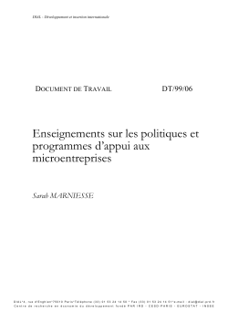 Enseignements sur les politiques et programmes d'appui aux microentreprises