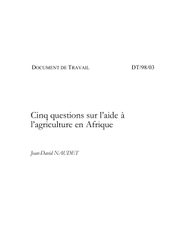 Cinq questions sur l'aide &agrave; l'agriculture en Afrique subsaharienne