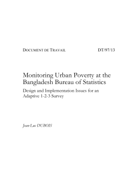 Monitoring Urban Poverty at the Bangladesh Bureau of Statistics. Design and Implementation Issues for an adaptation of the 1-2-3 Survey