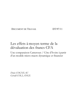 Les effets à moyen terme de la dévaluation des francs CFA. Une comparaison Cameroun/Côte d'Ivoire à partir d'un modèle micro-macro dynamique et financier