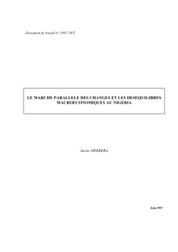 Le march&eacute; parall&egrave;le des changes et les d&eacute;s&eacute;quilibres macro&eacute;conomiques au Nigeria
