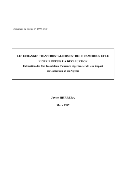 Les &eacute;changes transfrontaliers entre le Cameroun et le Nig&eacute;ria depuis la d&eacute;valuation. Estimation des flux frauduleux d'essence nig&eacute;riane et de leur impact au Cameroun et au Nig&eacute;ria