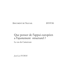 Que penser de l'appui européen à l'ajustement structurel ?