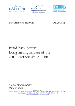 Build back better? Long-lasting impact of the 2010 Earthquake in Haiti.