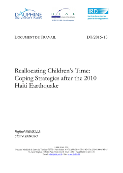 Reallocating Children&rsquo;s Time: Coping Strategies after the 2010 Haiti Earthquake