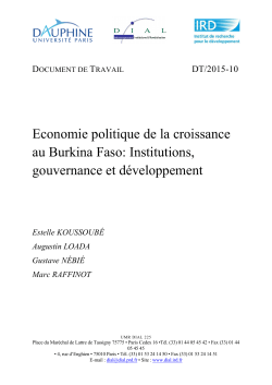 Economie politique de la croissance au Burkina Faso: Institutions, gouvernance et d&eacute;veloppement