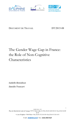 The Gender Wage Gap in France: the Role of Non-Cognitive Characteristics