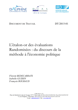 L'Etalon-Or des &eacute;valuations randomis&eacute;es : du discours de la m&eacute;thode &agrave; l'&eacute;conomie politique