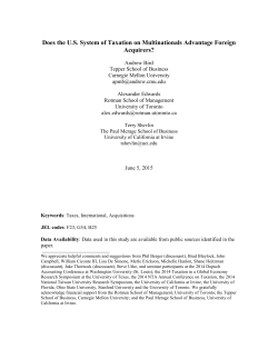 Does the U.S. System of Taxation on Multinationals Advantage Foreign Acquirers?