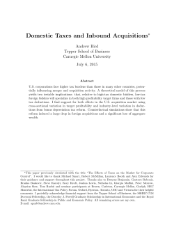 Domestic Taxes and Inbound Acquisitions