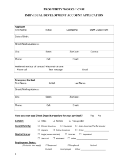 Individual Development Account (IDA) Application