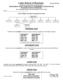 Started at Pace Prior to Fall 2012