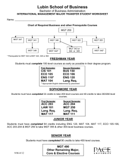Started at Pace Prior to Fall 2012