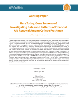 Here Today, Gone Tomorrow? Investigating Rates and Patterns of Financial Aid Renewal Among College Freshmen