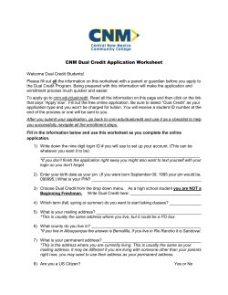 Application Worksheet