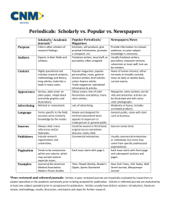 Scholarly vs. Popular Periodicals