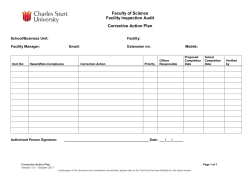 Facility Inspection Corrective Action Plan