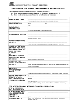 Noxious Weeds Application Form