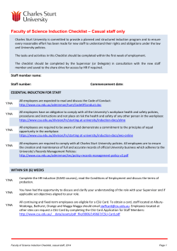 Induction Checklist - Casual Staff