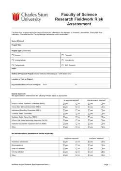 Risk Assessment Research Fieldwork