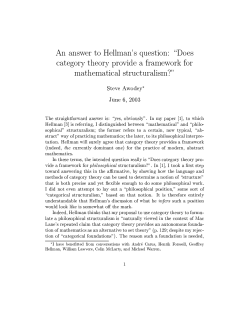 An answer to G. Hellman's question Does category theory provide a framework for mathematical structuralism?
