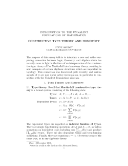 Introduction to the Univalent Foundations of Mathematics: Constructive Type Theory and Homotopy Theory.