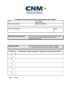 Classified Positions Job Content Questionnaire