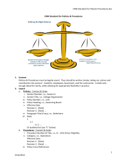 CNM Standard for Policies Procedures