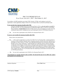 Pre-Tax Premium Plan 2016
