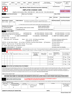 NMPSIA Employee Change Card (Benefits Change/Cancellation)